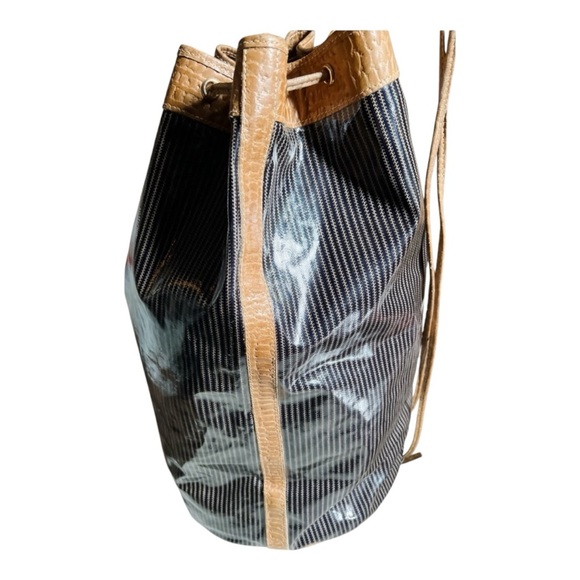 FENDI Authentic RARE Pequin Striped Nylon Drawstring XL Bucket Backpack - Picture 9 of 9